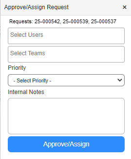 Bulk approve - assign pop-up